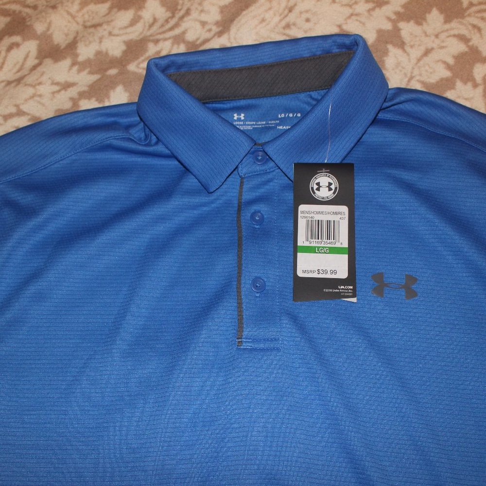 Under Armour Blue Polo New (LARGE)